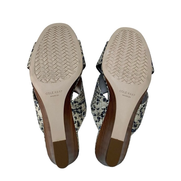 Cole Haan Adley Snake Print Leather Comfort Wedge Sandals Size 7B - Picture 9 of 14